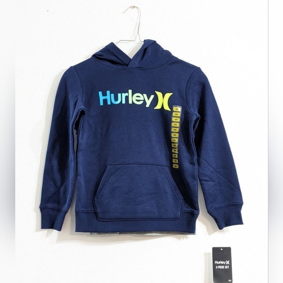 Hurley Boys 2 Pack Hoodie and Short Sleeve T-shirt Set, Size 5/6, New With Tag - Picture 2 of 7